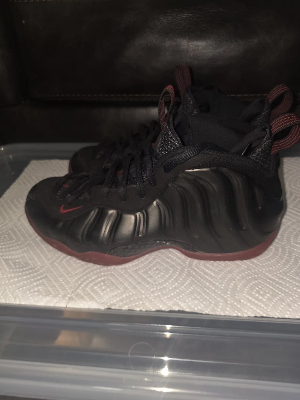 Nike Foamposite Men’s Black and Maroon Sneaker Shoes